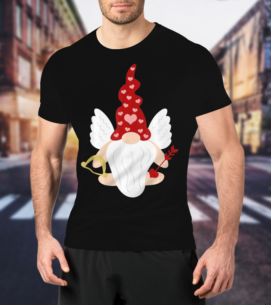 Gnome Cupid With Heart Arrow Valentines Day T-Shirt