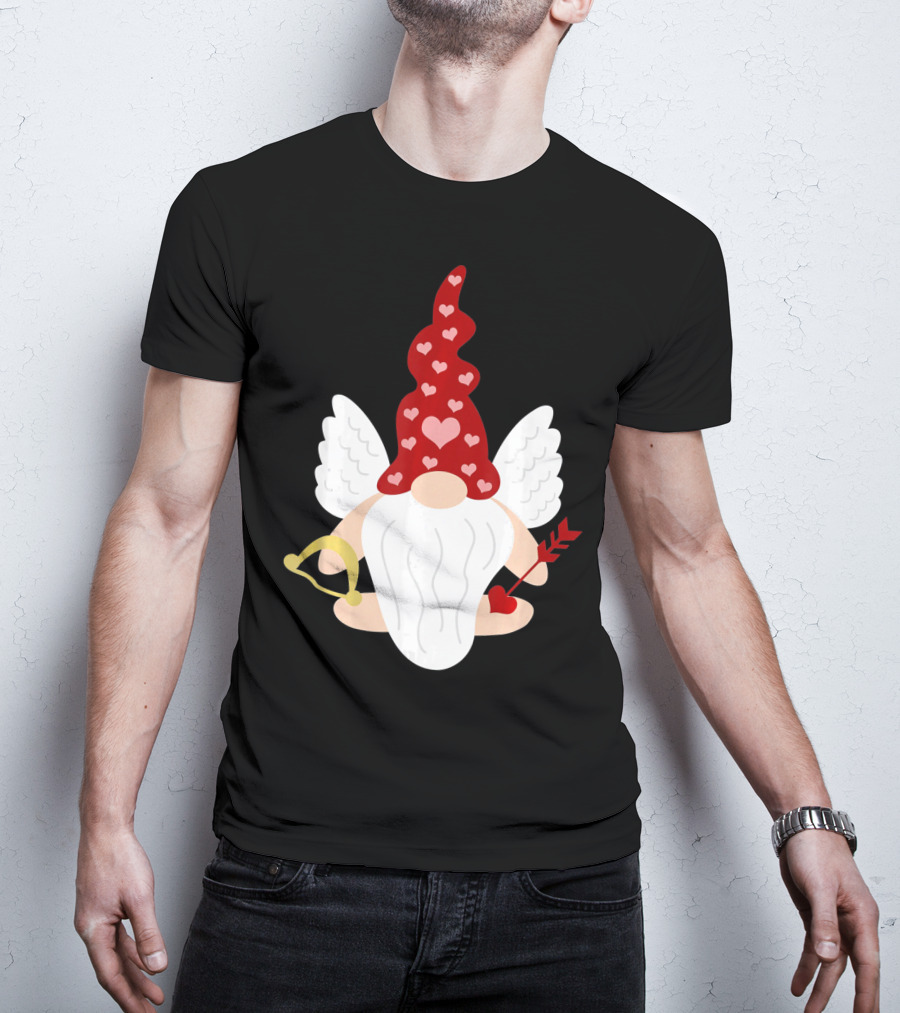 Gnome Cupid With Heart Arrow Valentines Day T-Shirt