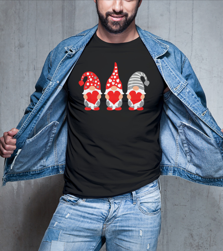 Gnomes Holding Hearts Valentine's Day Festive Hat Trio T-Shirt