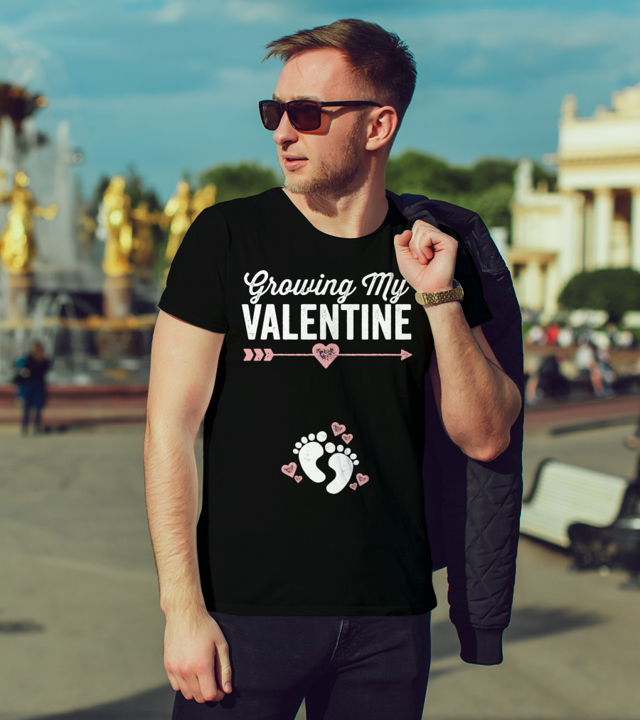 Growing My Valentine Footprints Hearts T-Shirt