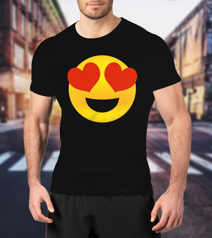 Heart Eyes Emoji Valenti Joyful Face T-Shirt
