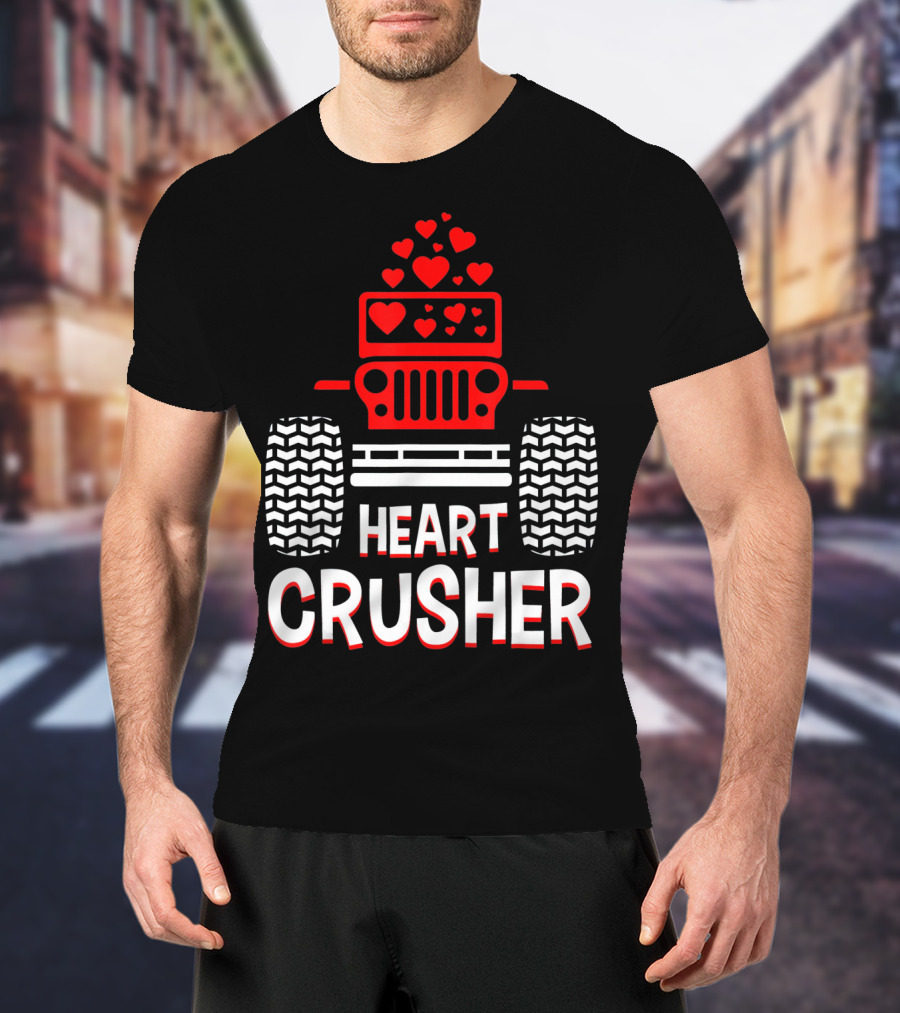Heart Crusher Jeep Girl Heart Shape Vale Tire Tracks T-Shirt