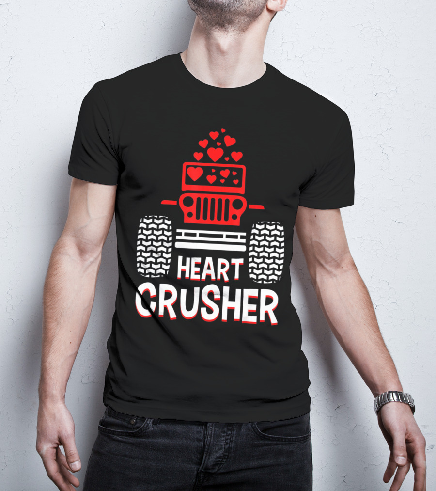 Heart Crusher Jeep Girl Heart Shape Vale Tire Tracks T-Shirt