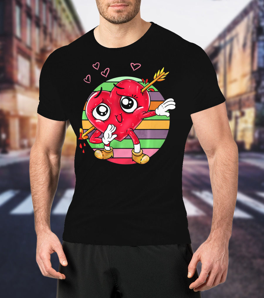 Heart Dabbing Valentines Love Arrow T-Shirt