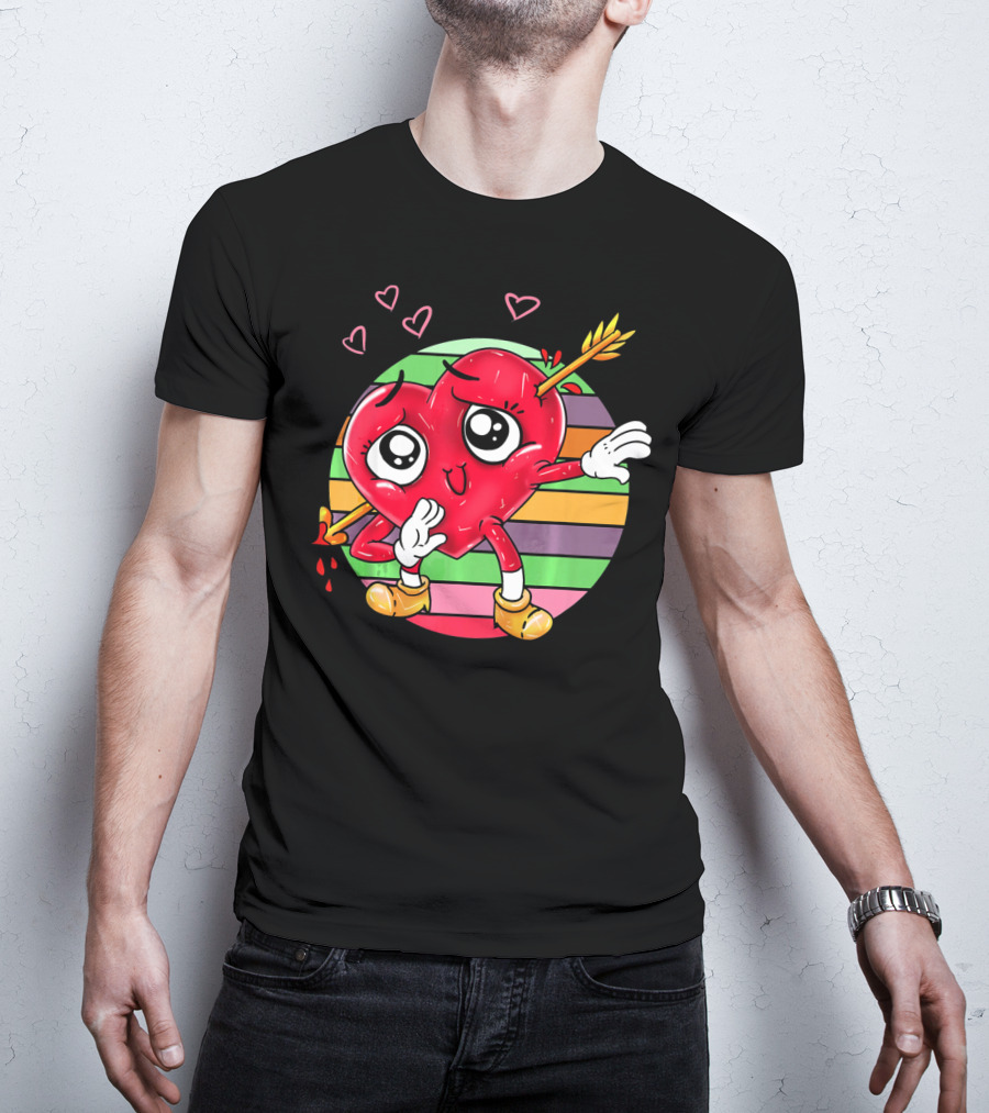 Heart Dabbing Valentines Love Arrow T-Shirt