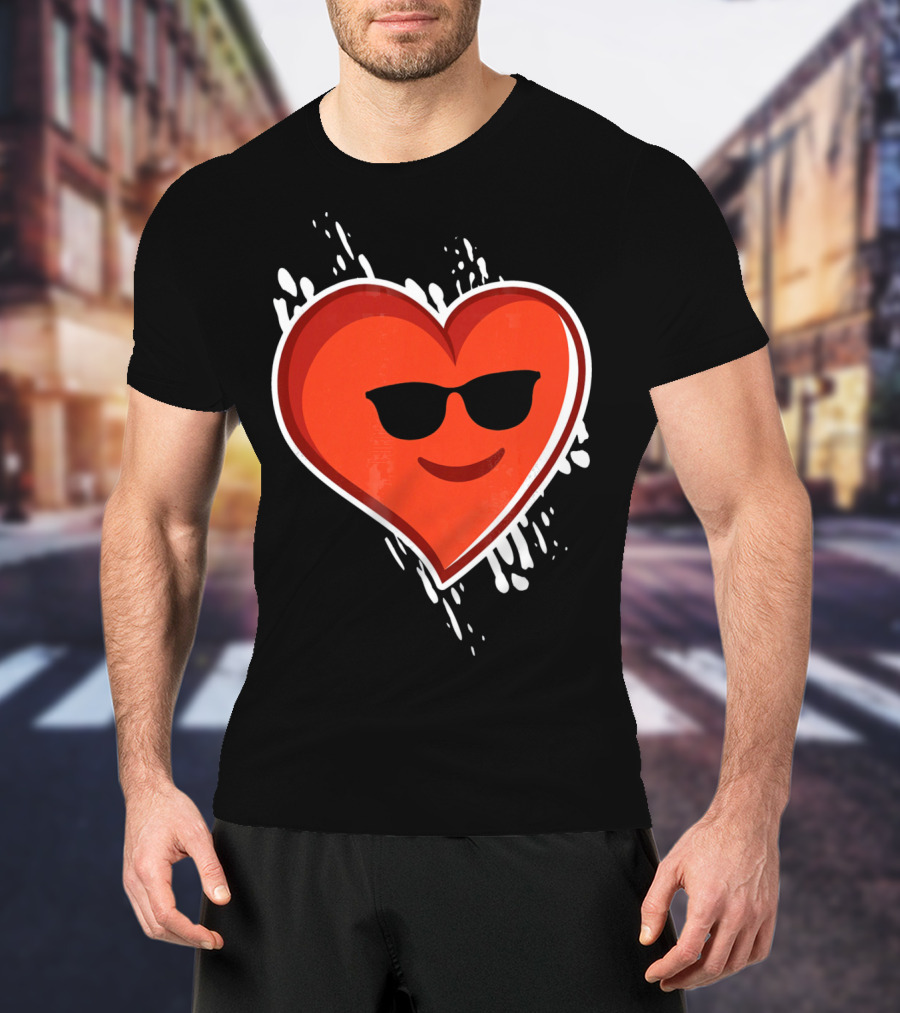 Heart Emoji Cool Shades Valentines T-Shirt