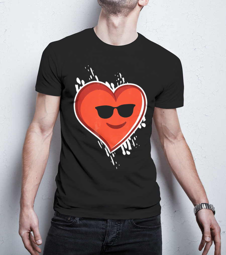 Heart Emoji Cool Shades Valentines T-Shirt