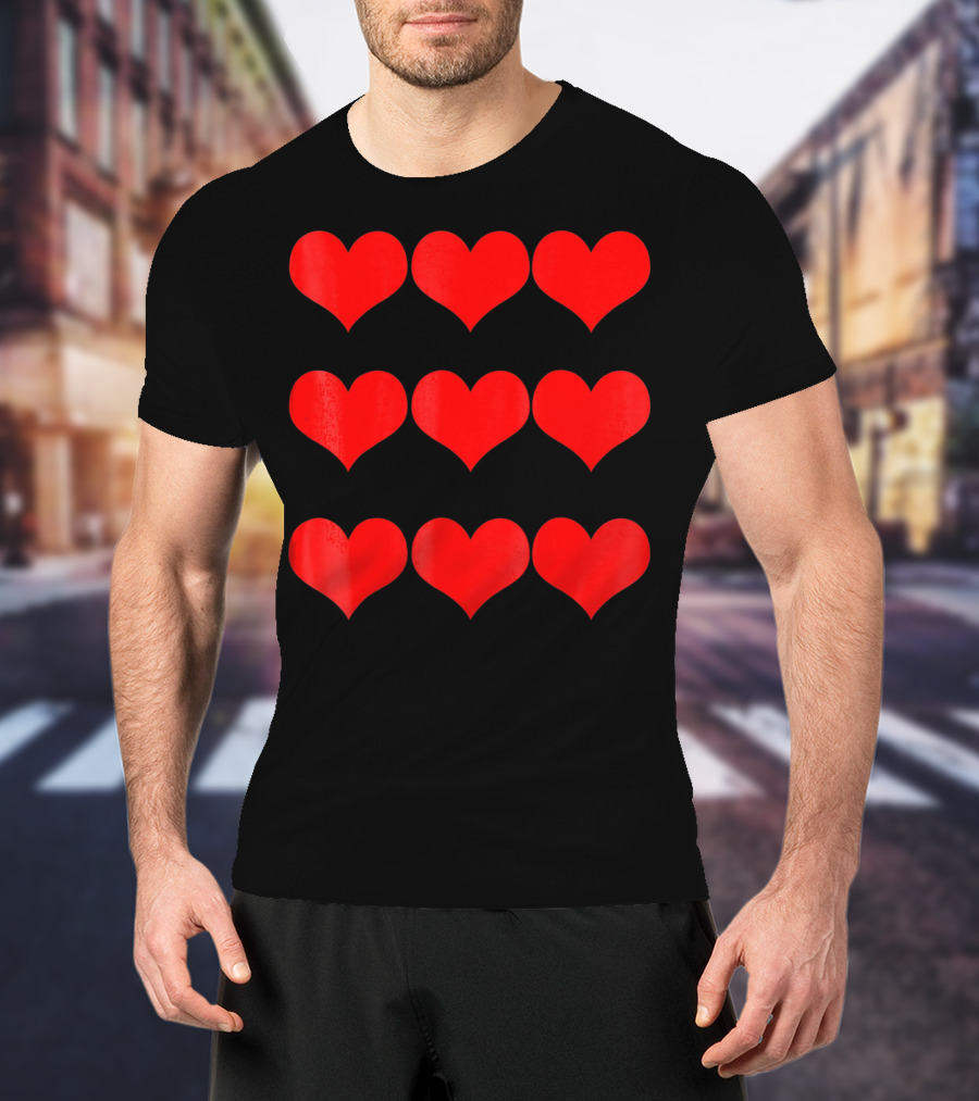 Heart Valentines Day Nine Red Hearts T-Shirt