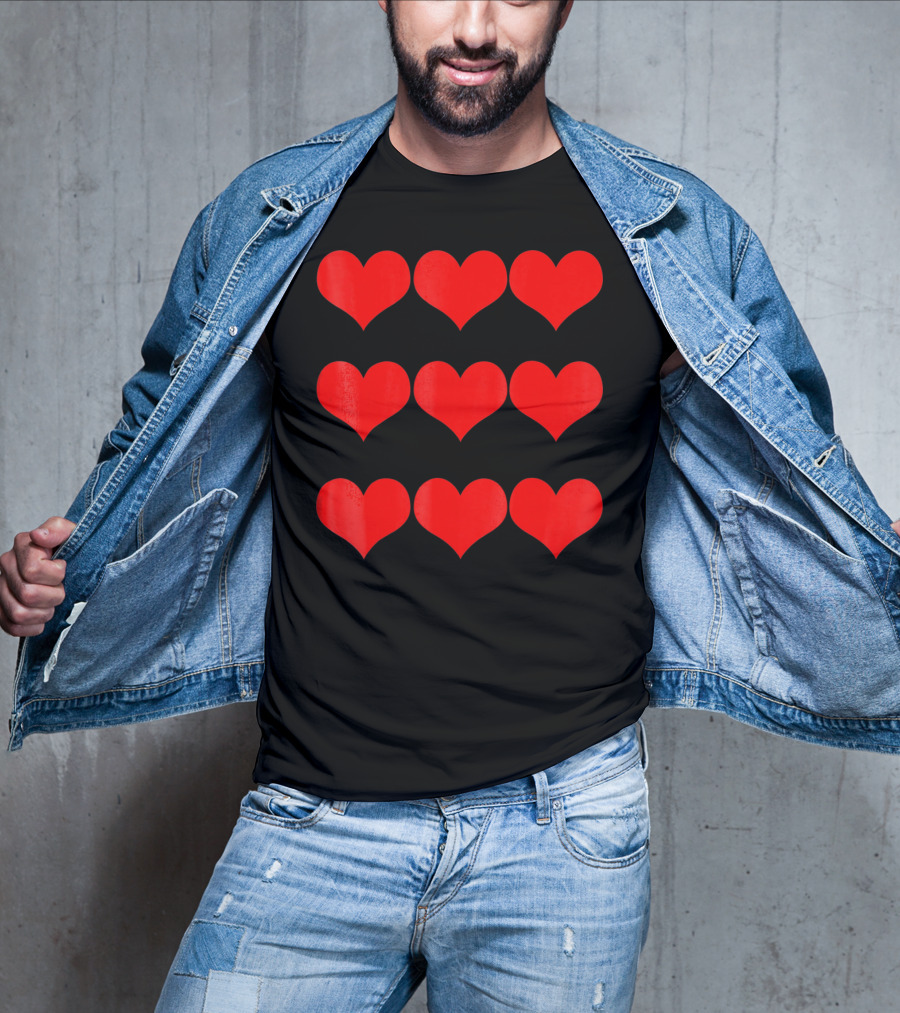 Heart Valentines Day Nine Red Hearts T-Shirt