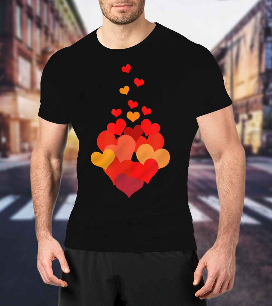 Heart Tie Red Orange Valentines Day T-Shirt