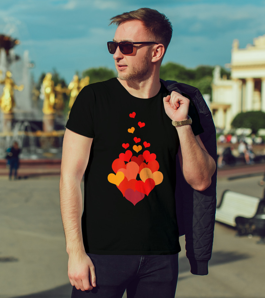 Heart Tie Red Orange Valentines Day T-Shirt