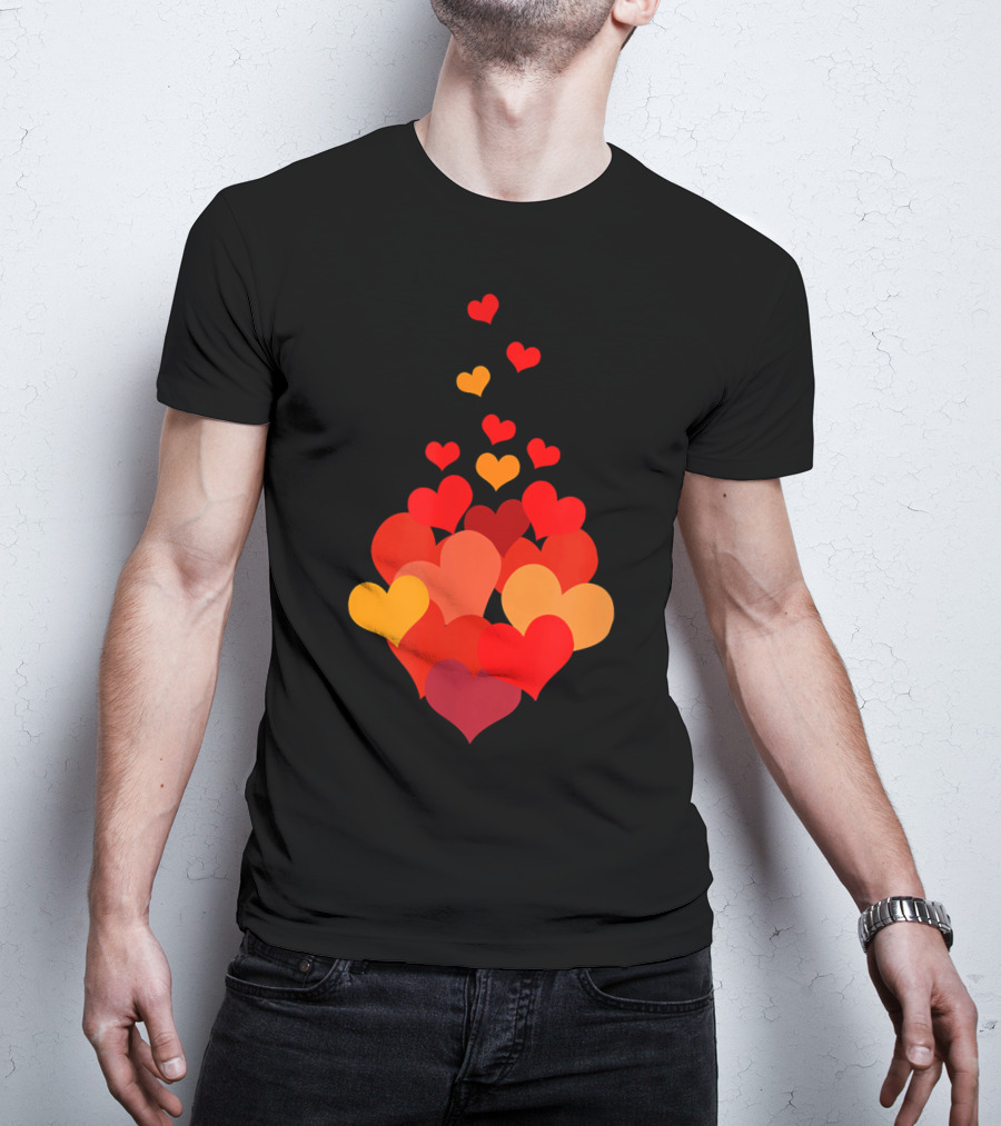 Heart Tie Red Orange Valentines Day T-Shirt