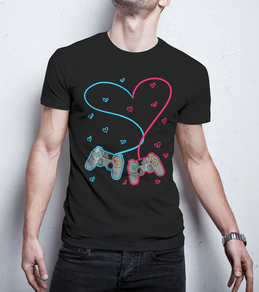 Heart Lovely Hearts Valen Game Controller Love T-Shirt