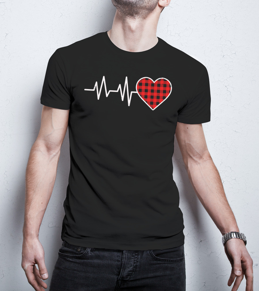 Heartbeat Red Buffalo Plaid Heartbeat T-Shirt