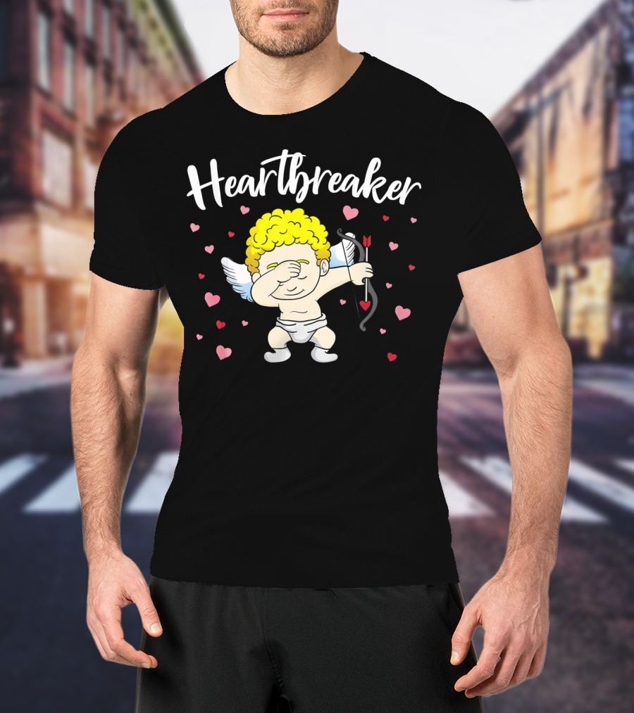 Heartbreaker Cupid Dab With Hearts And Bow T-Shirt