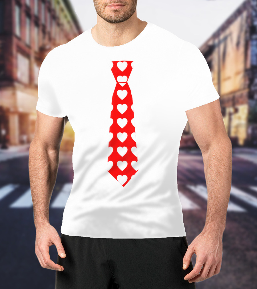 Hearts Pattern Necktie Valentine Love T-Shirt