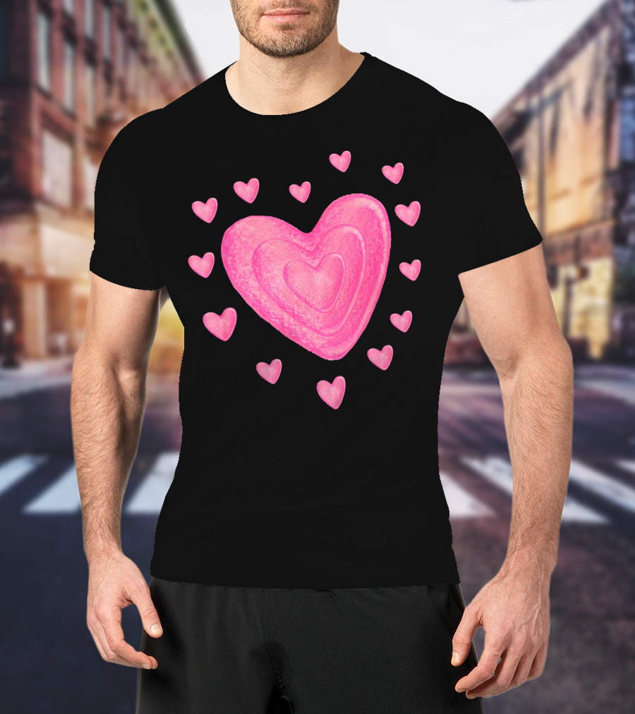 Hearts Valentines Kids School Pink Heart T-Shirt
