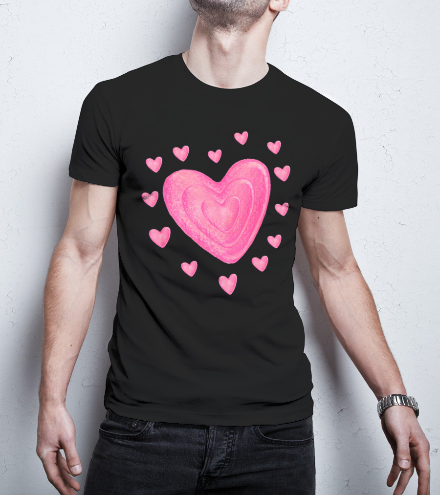 Hearts Valentines Kids School Pink Heart T-Shirt