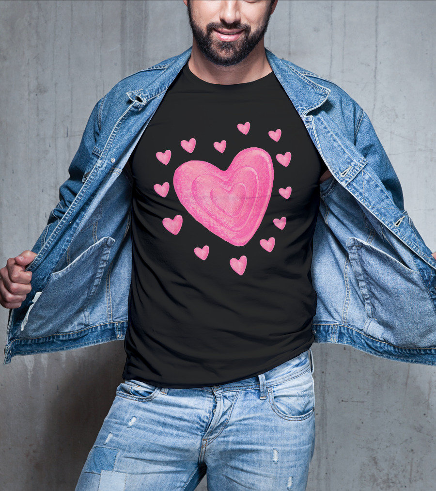 Hearts Valentines Kids School Pink Heart T-Shirt