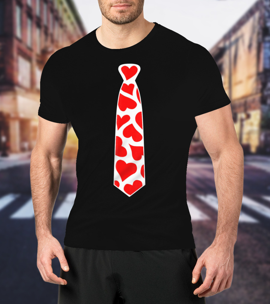 Hearts Tie Valentines Day Red Heart T-Shirt