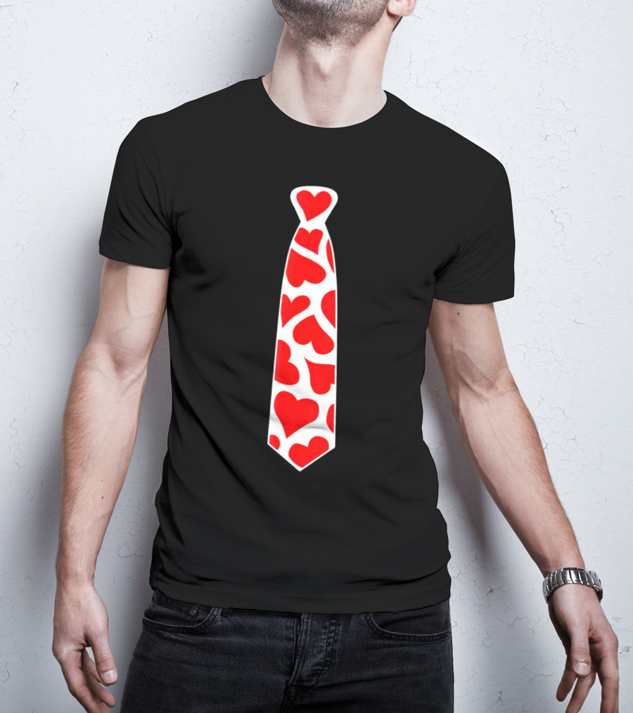 Hearts Tie Valentines Day Red Heart T-Shirt