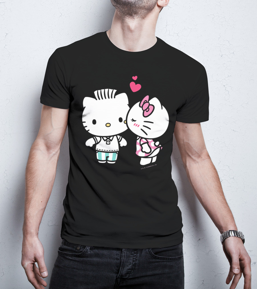 Hello Kitty And Dear Daniel With Hearts And Kiss For Valentine's Day T-Shirt