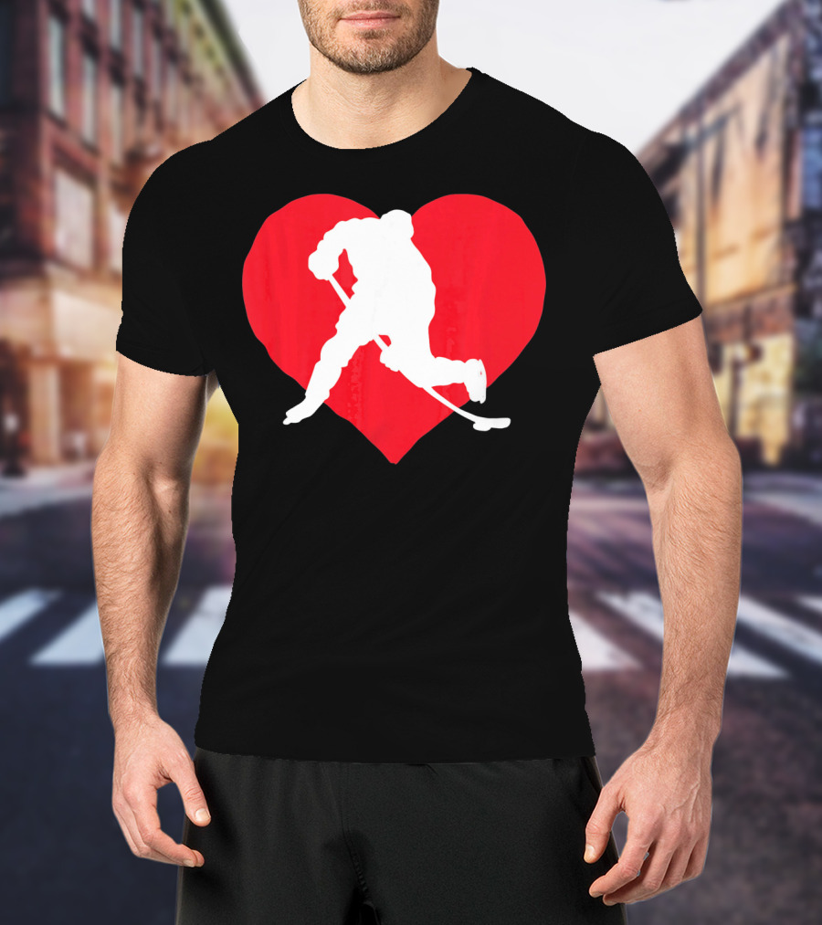 Valentine's Day Hockey Lover Heart T-Shirt