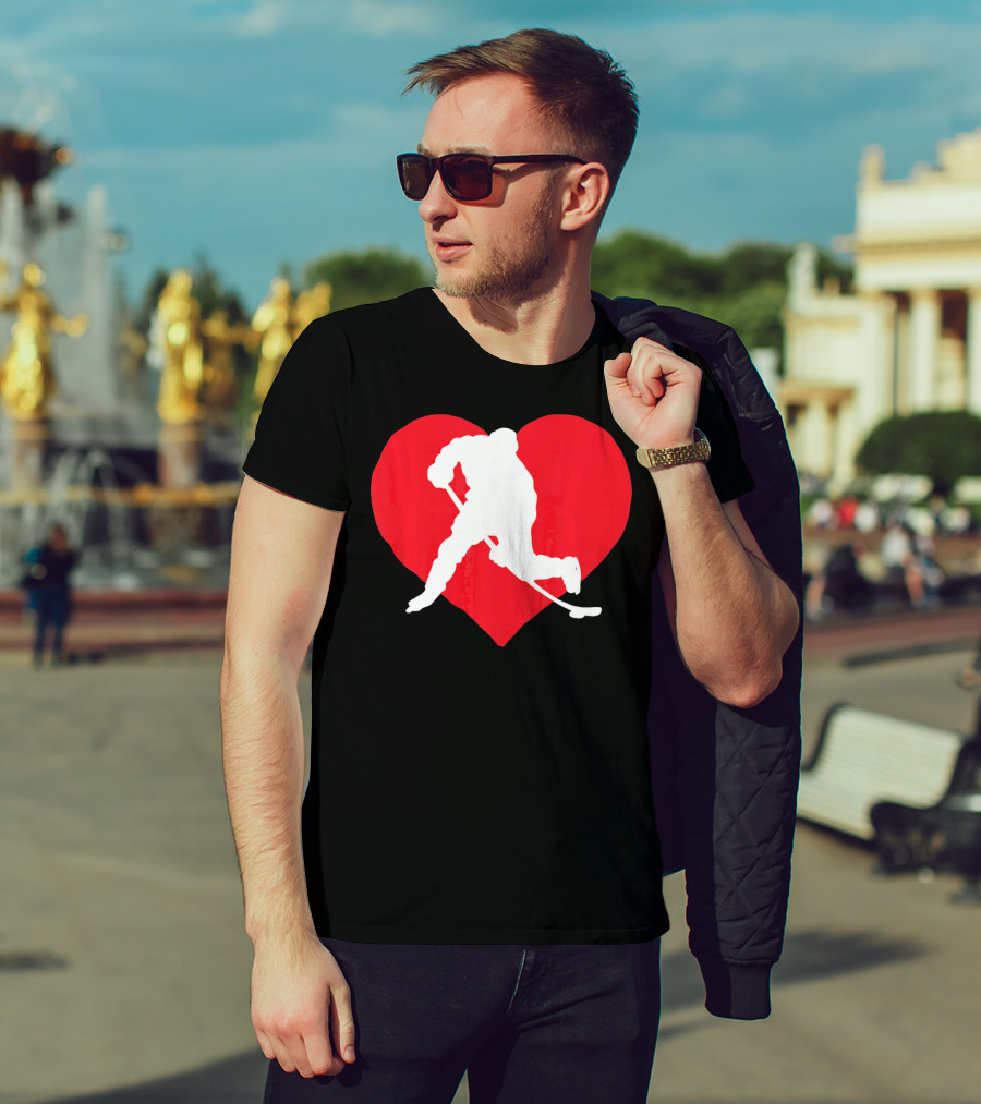 Valentine's Day Hockey Lover Heart T-Shirt