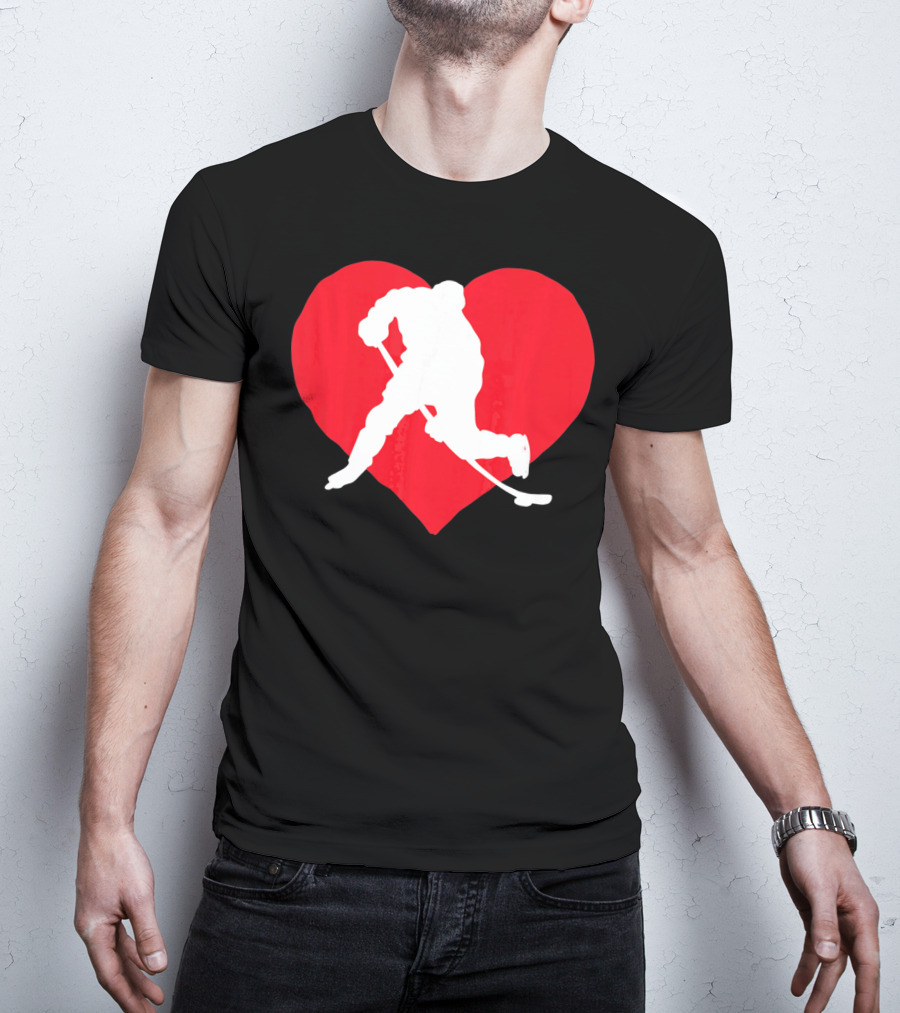 Valentine's Day Hockey Lover Heart T-Shirt
