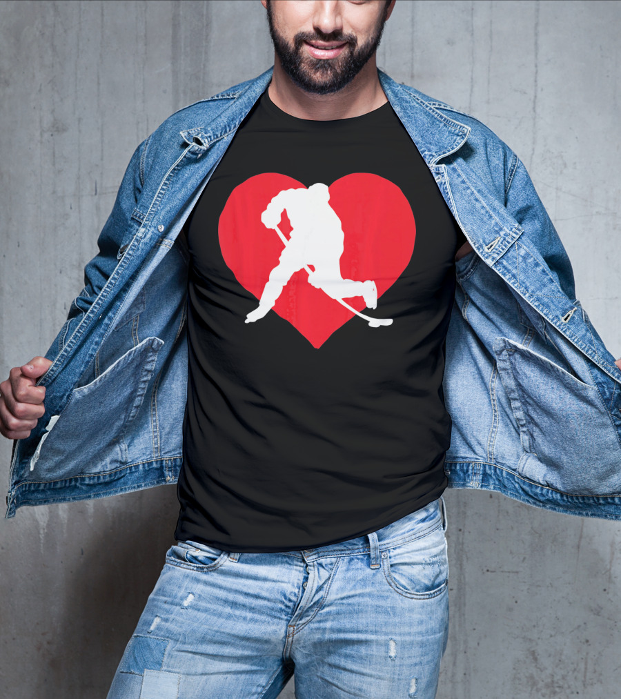 Valentine's Day Hockey Lover Heart T-Shirt