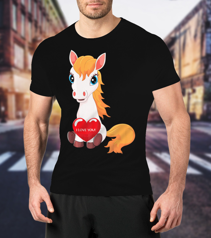 Horse With Heart Saying I Love You Valentine T-Shirt
