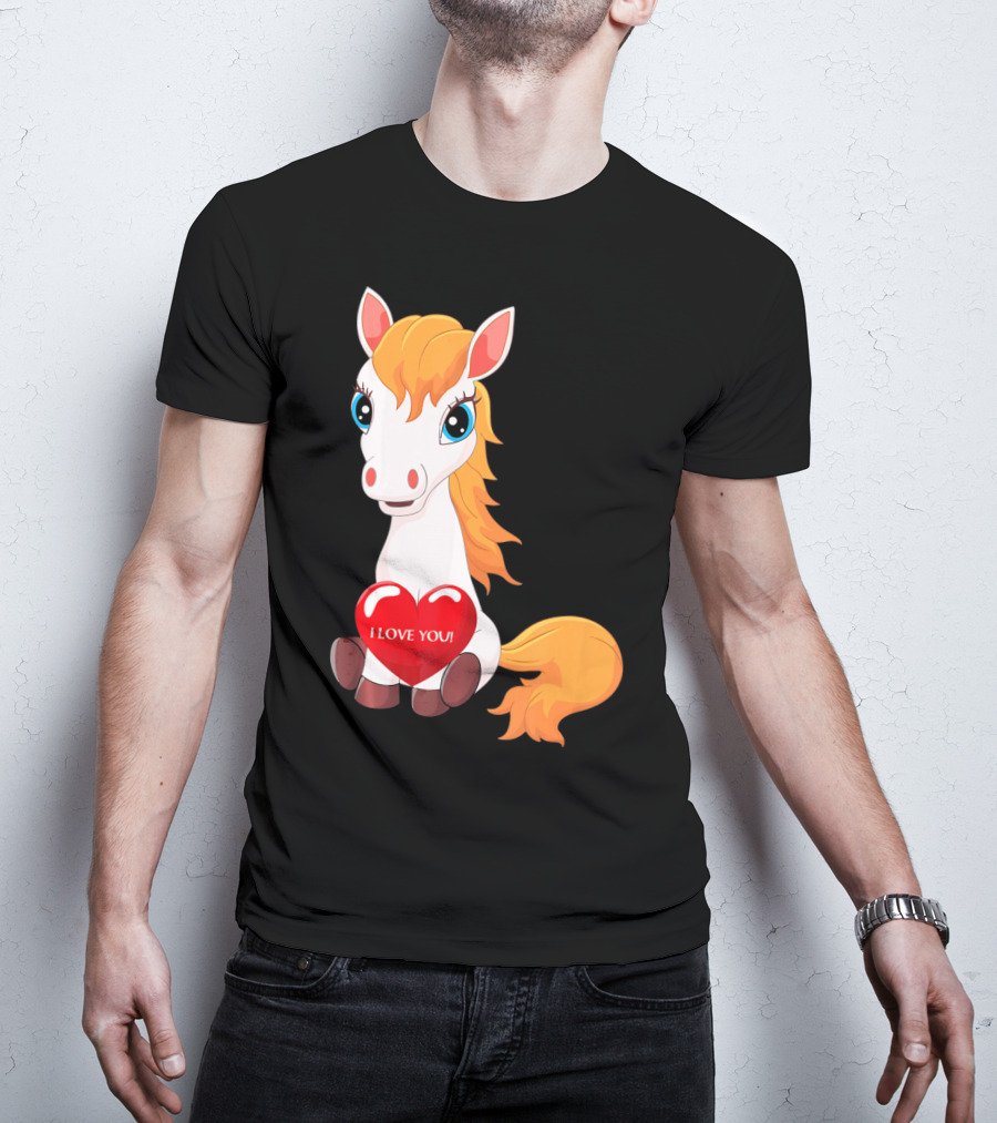 Horse With Heart Saying I Love You Valentine T-Shirt