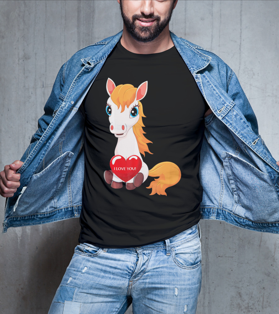 Horse With Heart Saying I Love You Valentine T-Shirt