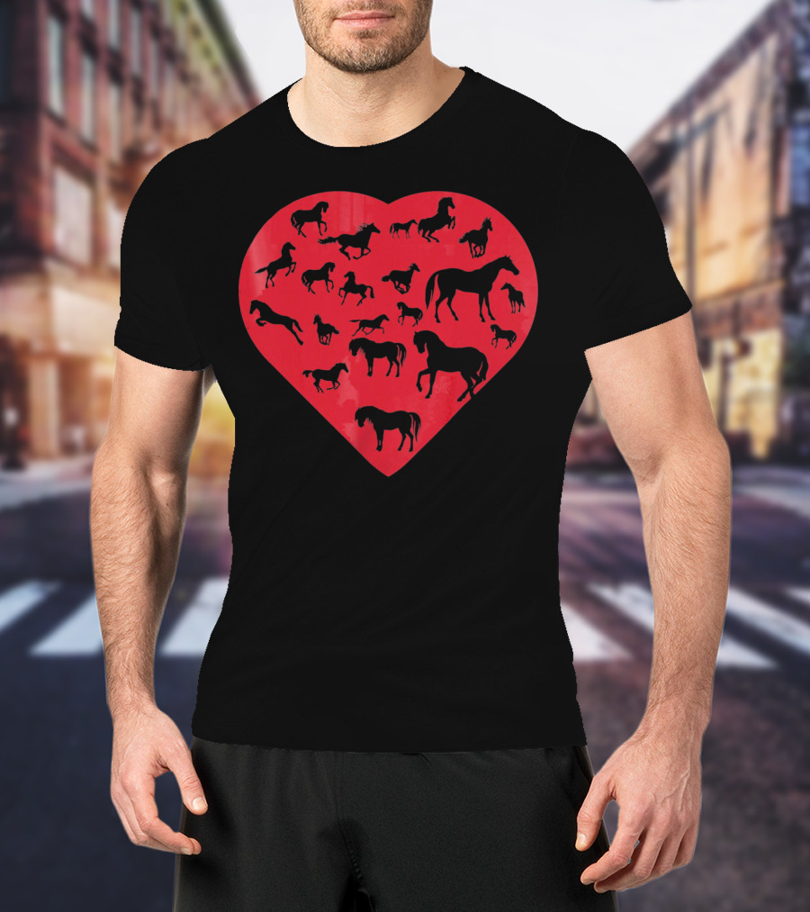 Valentine Day Heart With Horse T-Shirt