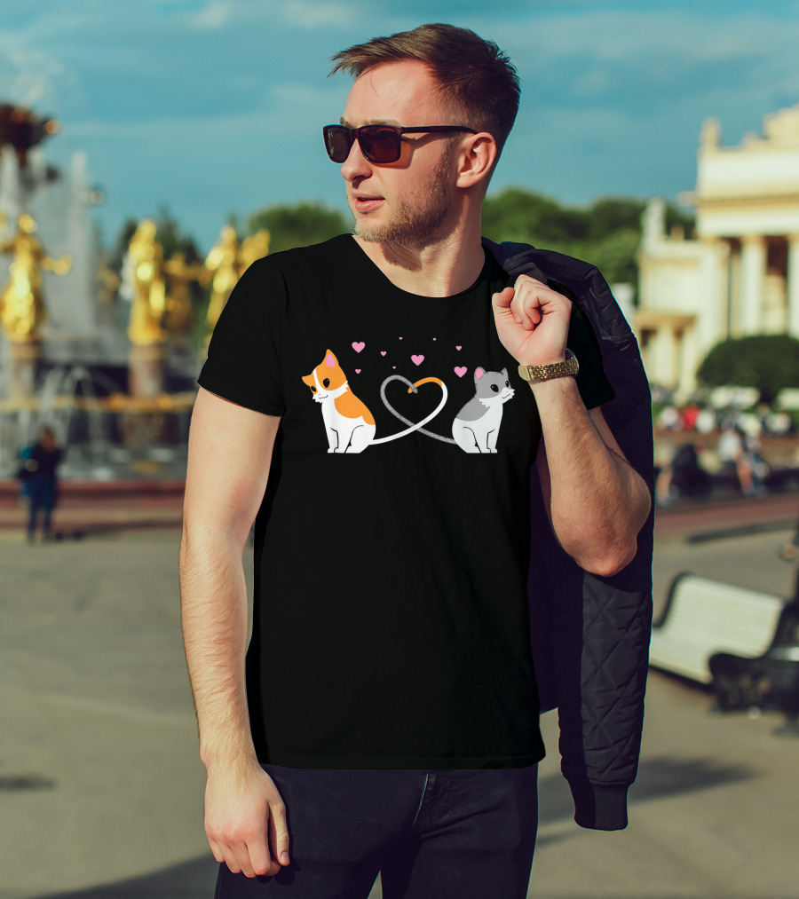 I Love My Cat Heart Tails Cats Lovers Couple T-Shirt