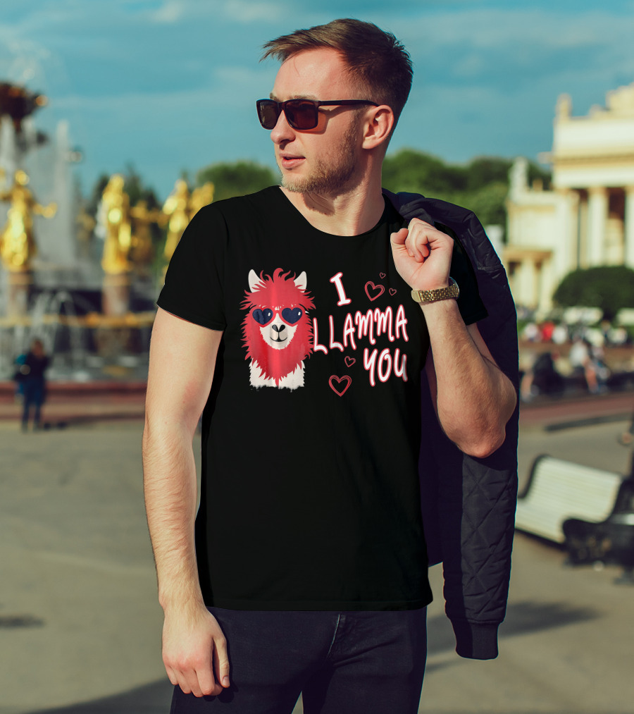 I Llamma You Heart Sunglasses Red Llama T-Shirt