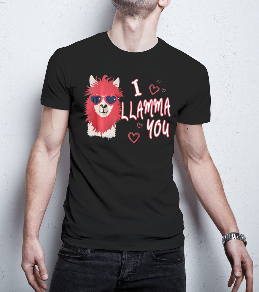 I Llamma You Heart Sunglasses Red Llama T-Shirt