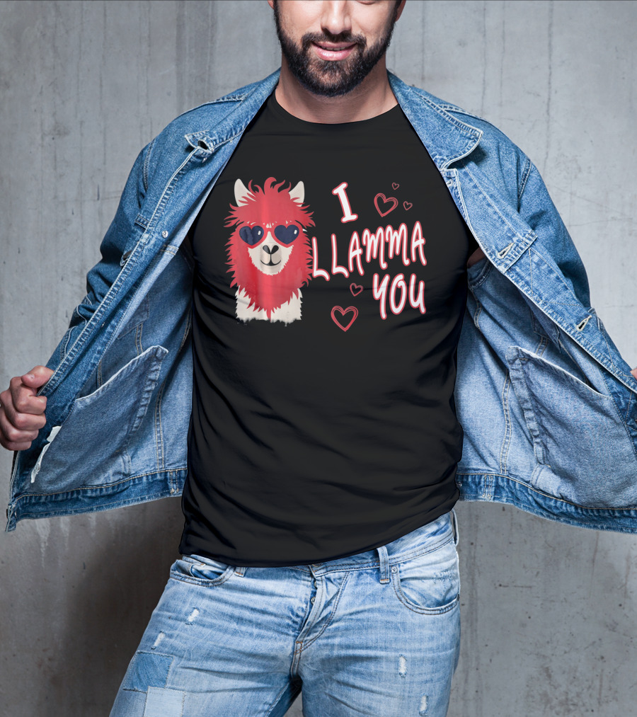I Llamma You Heart Sunglasses Red Llama T-Shirt