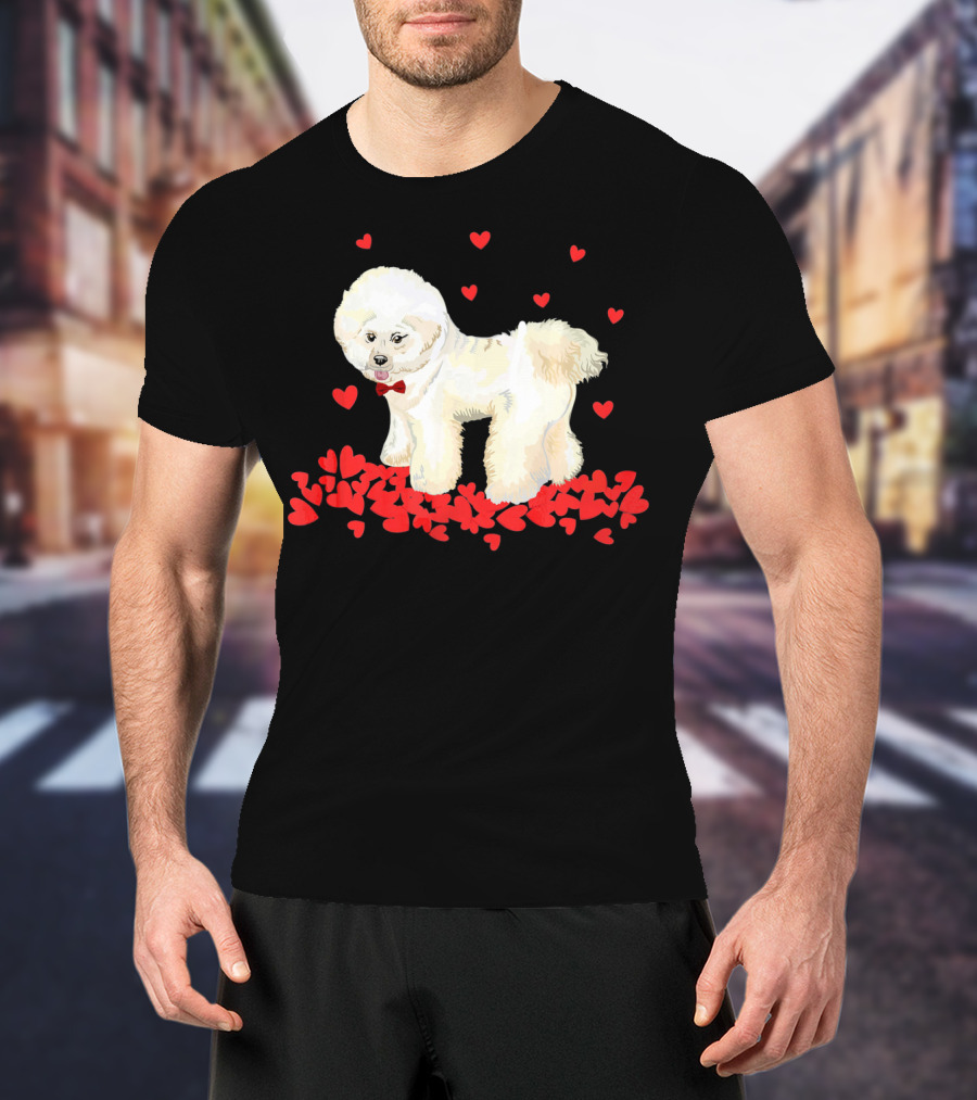 I Love My Bichon Frise Surrounded By Red Hearts Valentine's Day T-Shirt