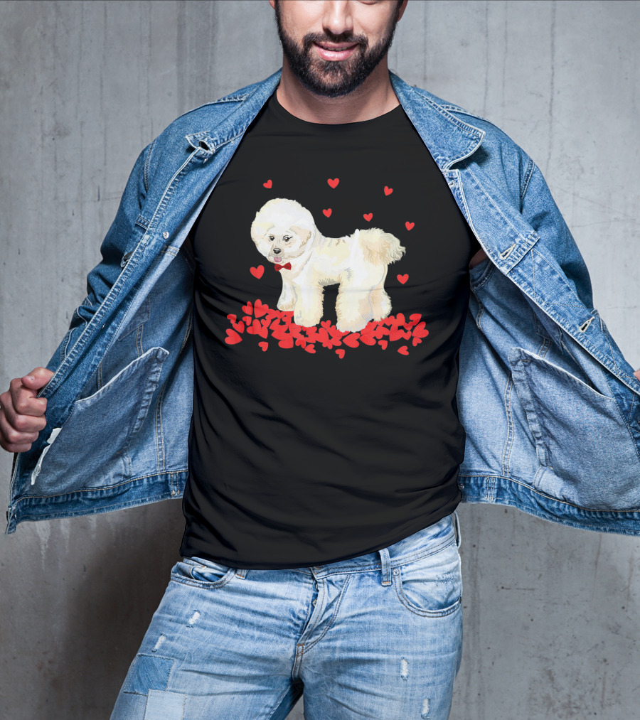 I Love My Bichon Frise Surrounded By Red Hearts Valentine's Day T-Shirt
