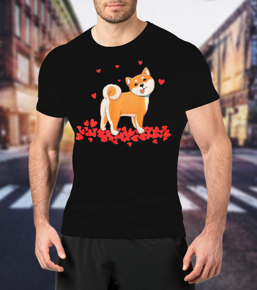 I Love My Shiba Inu Surrounded By Valentine Hearts T-Shirt