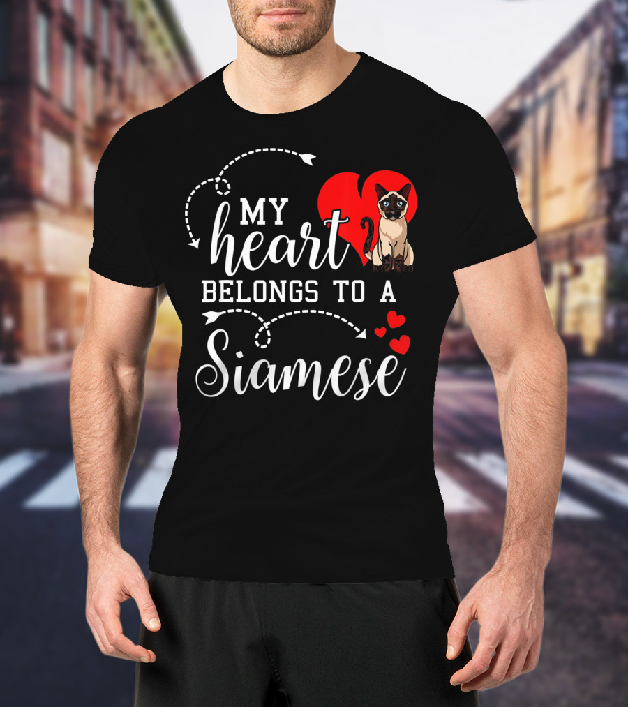 My Heart Belongs To A Siamese Cat Lover Mom With Cute Funny T-Shirt