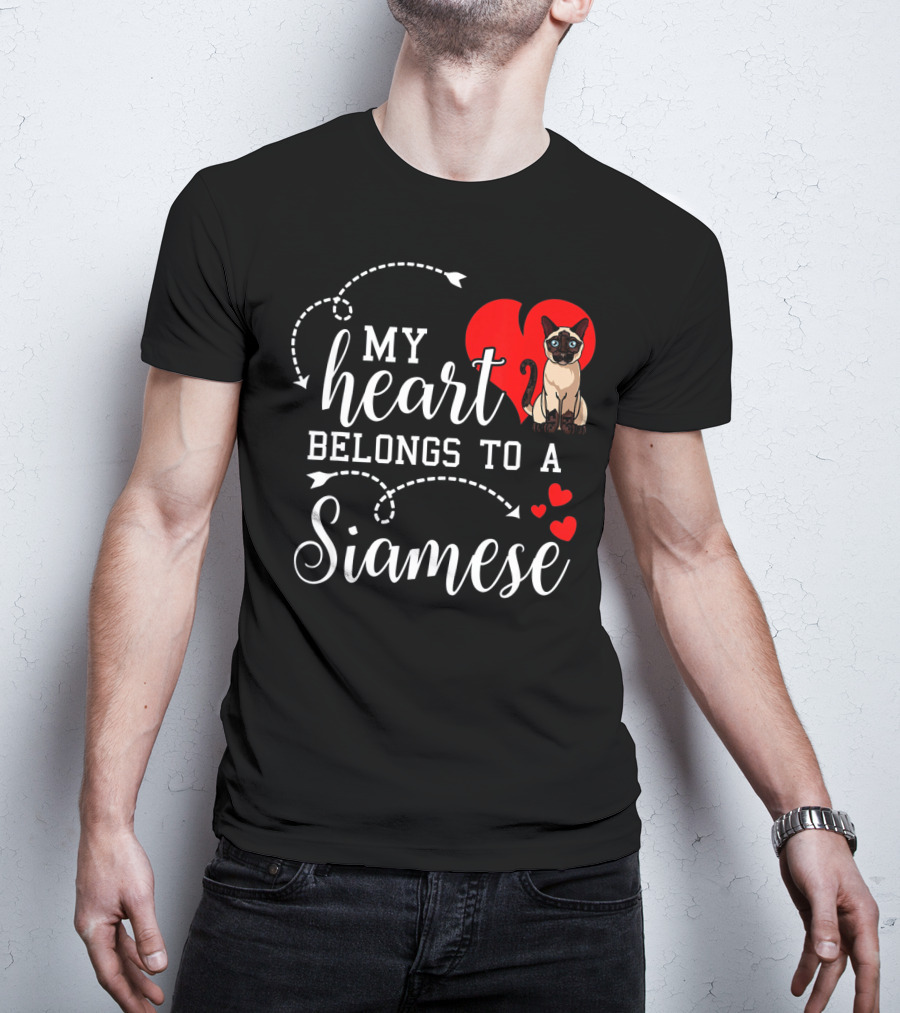 My Heart Belongs To A Siamese Cat Lover Mom With Cute Funny T-Shirt