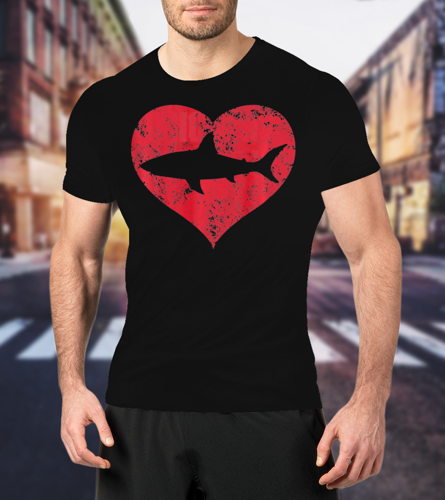 I Love Sharks Cute Shark Heart T-Shirt
