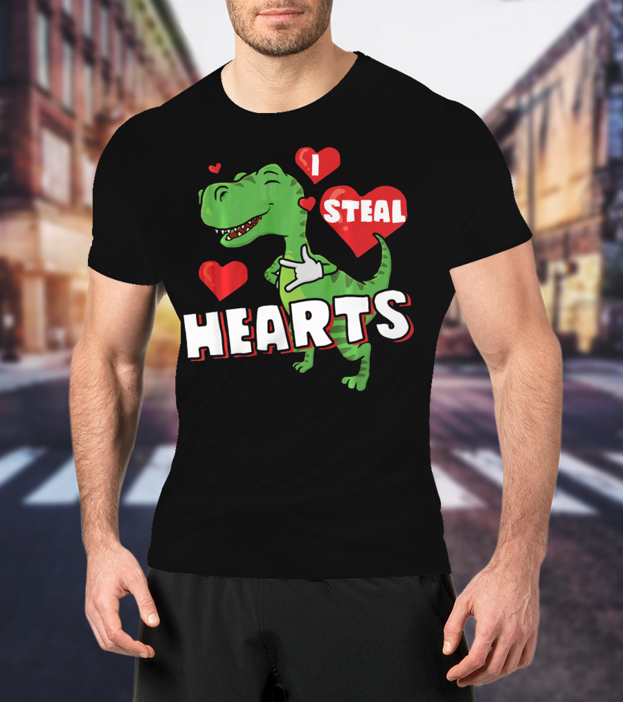 I Steal Hearts Dinosaur Valentine's Day T-Shirt