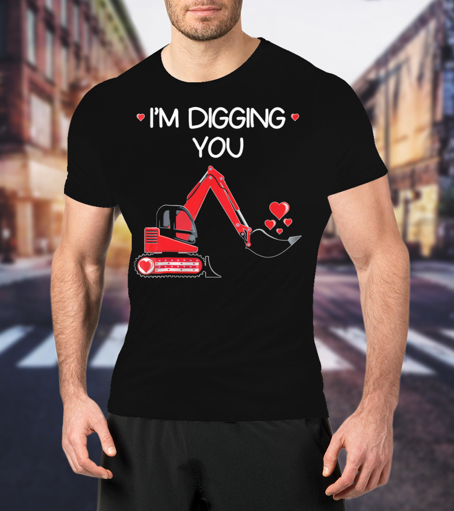 I'm Digging You Valentine Kids Tractor With Hearts T-Shirt