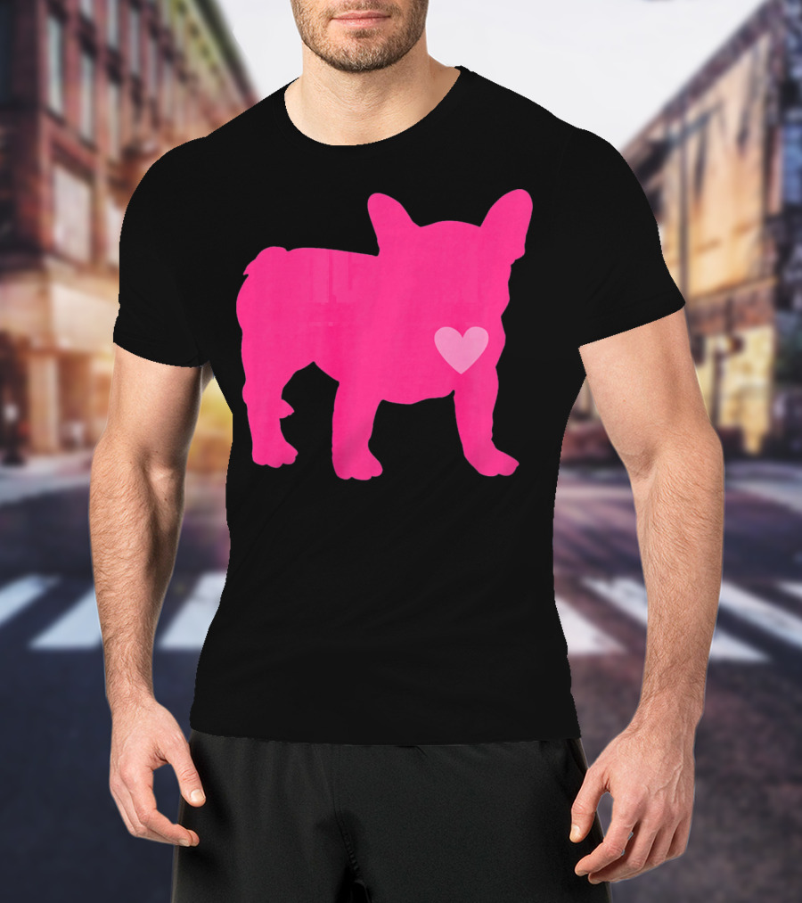 Ition Frenchie Pink Heart Valentine T-Shirt