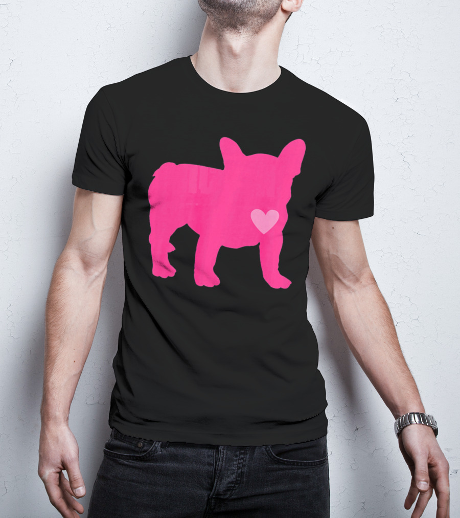 Ition Frenchie Pink Heart Valentine T-Shirt