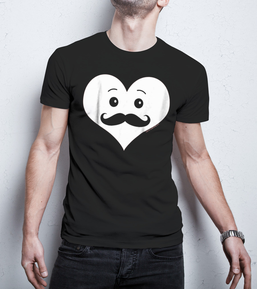 Kids Cute Smiley Heart Mustache Valentine T-Shirt