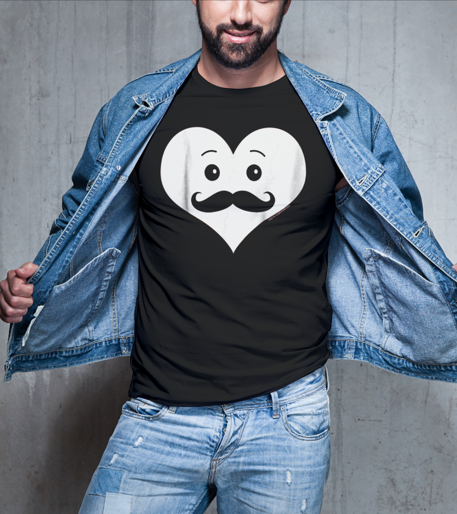 Kids Cute Smiley Heart Mustache Valentine T-Shirt